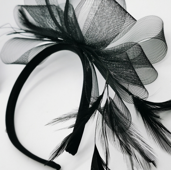 Fascinator Bird of Paradise Black Plume iridescent - Picture 9 of 10